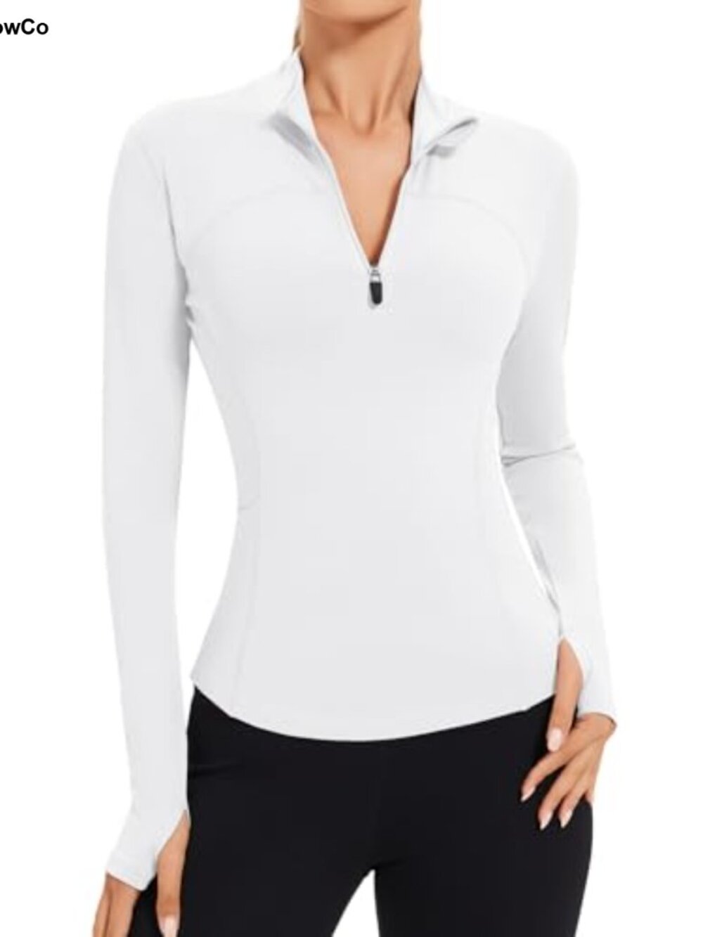 Womens Quarter Zip Pullover Crop Top Long Sleeve Workout Shirt Quick Dry